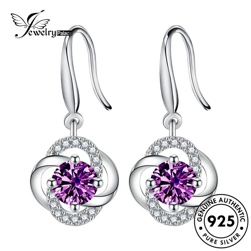 Jewelrypalace Anting Semanggi Beruntung Perak Kait925 Amethyst Asli Wanita E556