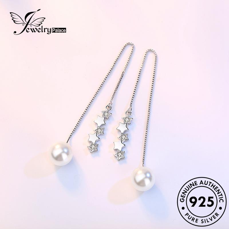 Jewelrypalace Anting Mutiara Perak Drop Pentagram Wanita Asli Lucu925 E645