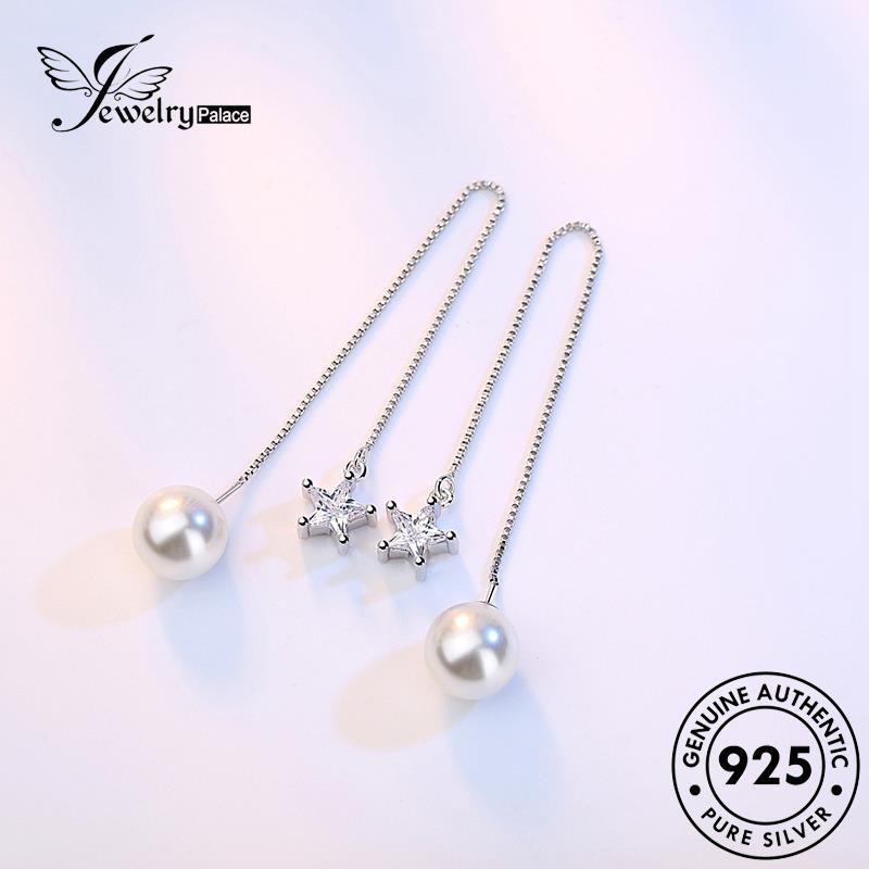 Jewelrypalace Anting Mutiara Asli Simple Wanita925Drop Silver Bintang E668