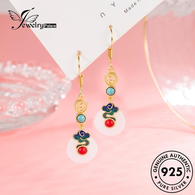 Jewelrypalace Giok925 Kait Enamel Anting Emas Perak Wanita Asli Menguntungkan E715