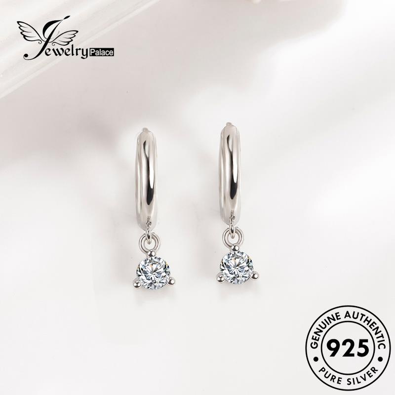 Jewelrypalace Romantic Hoop Anting Perak925 Berlian Asli Wanita Moissanite Senior E785