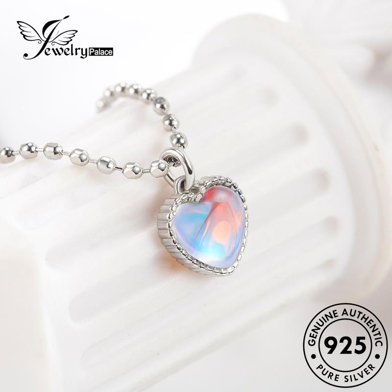 Jewelrypalace Kalung Bentuk Asli925Hati Manis Perak Moonstone Wanita N324