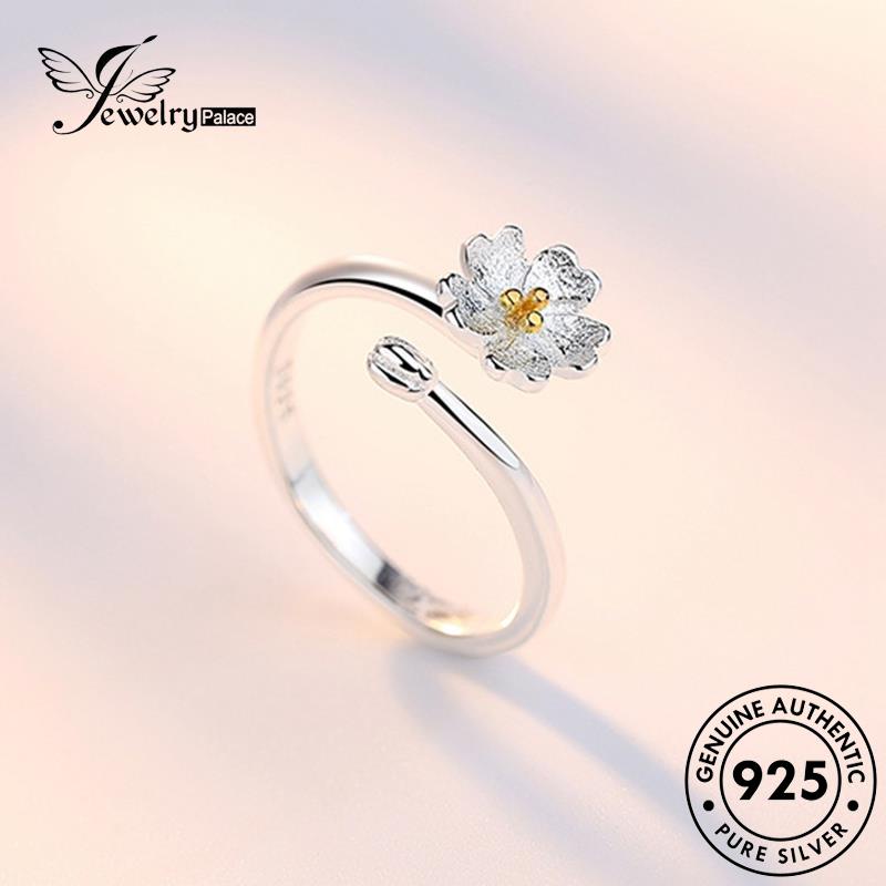 Perhiasantempat Cincin Sweet Wanita925Bunga Emas Asli Silver R11