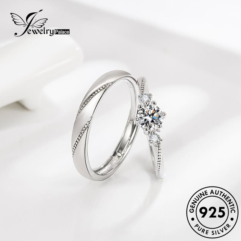 Jewelrypalace Original At Elegant First Moissanite Cincin Perak Love Pasangan Diamond Sight925 R119