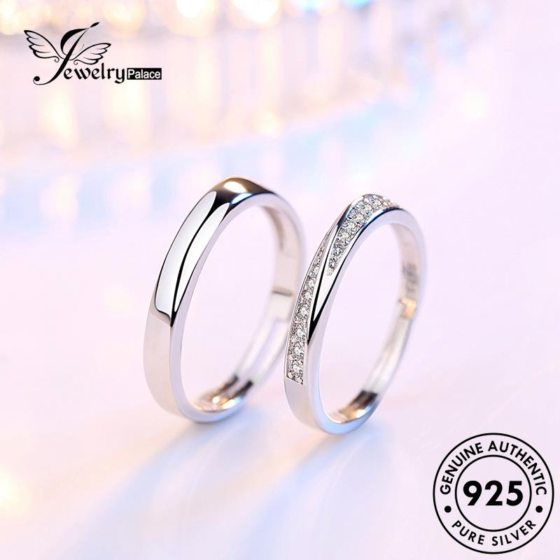 Jewelrypalace Cinta Moissanite Berlian Pasangan925Cincin Fashion Sebutan Perak Sungai Asli R64