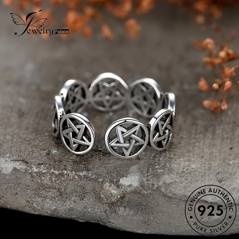 Tempat Perhiasan Wanita Stars Rings Perak Asli925 Retro R145