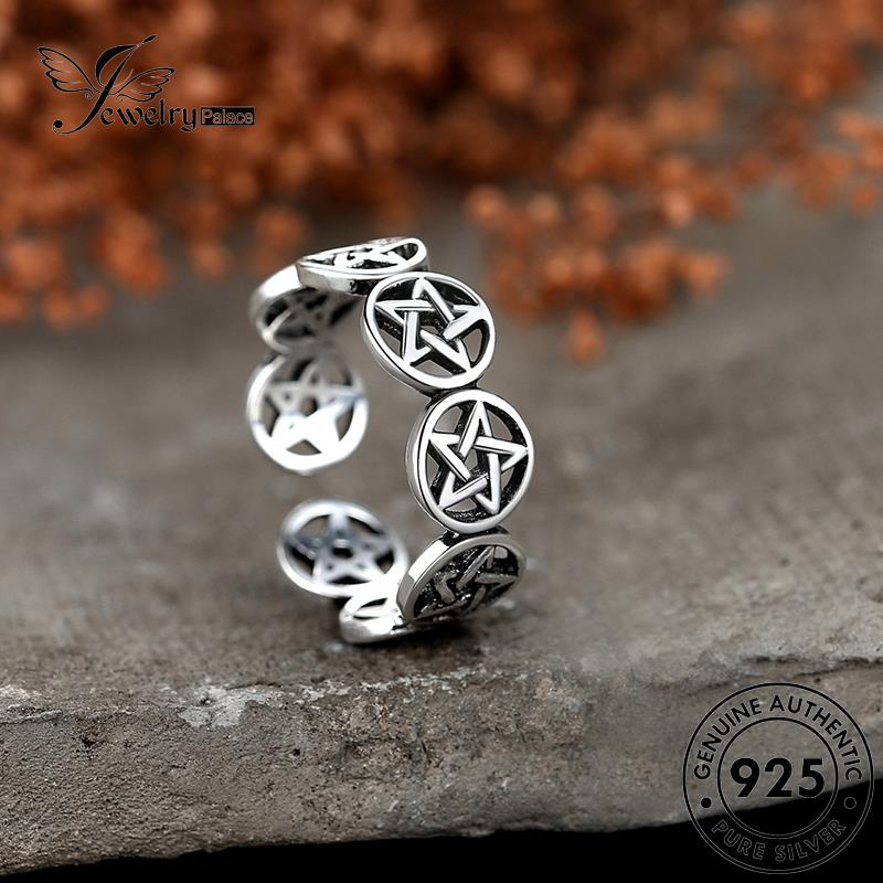 Tempat Perhiasan Wanita Stars Rings Perak Asli925 Retro R145