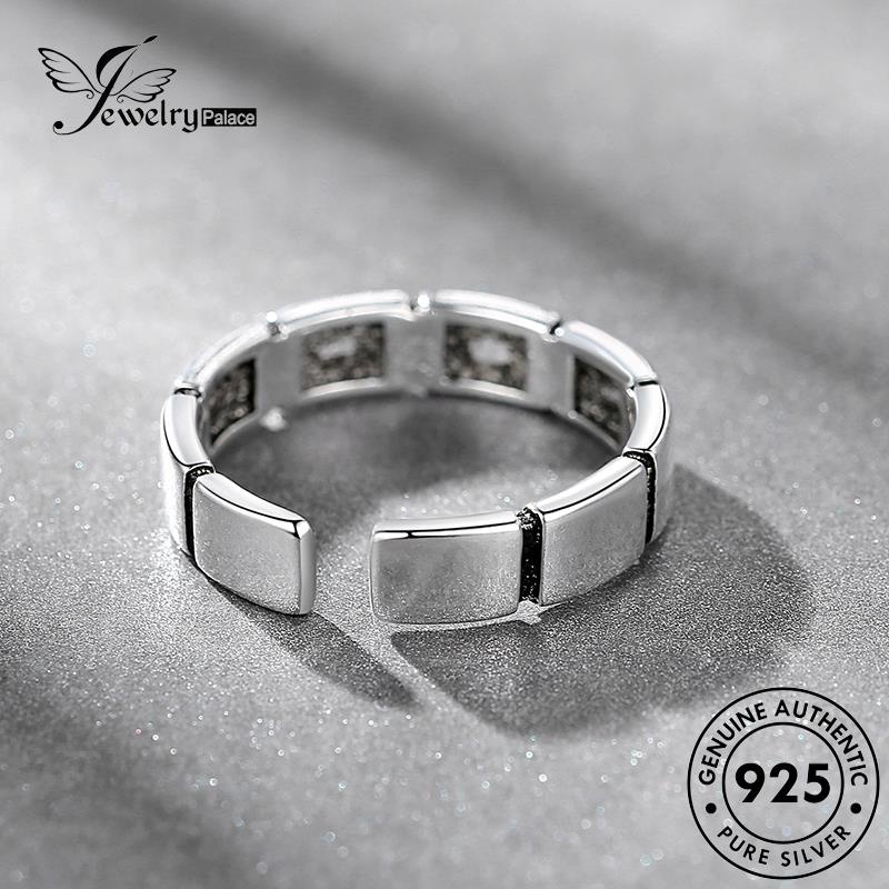 Tempat Perhiasan Wanita Perak Asli Persegi925 Cincin Kreatif R243