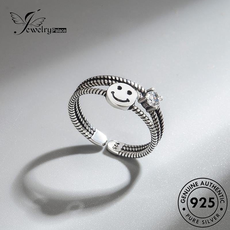 Tempat Perhiasan Wanita Smiley Rings Retro925 Perak Asli R228