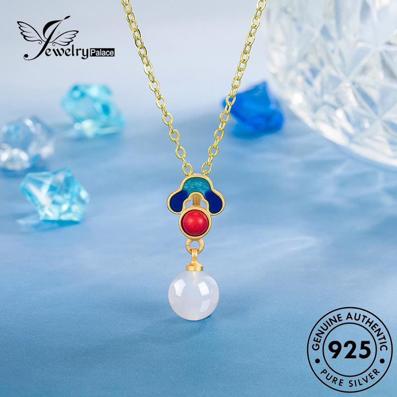 Jewelrypalace Set Emas Asli Kuno Fa Xiangyun Giok Wanita Kalung925 Perak S3