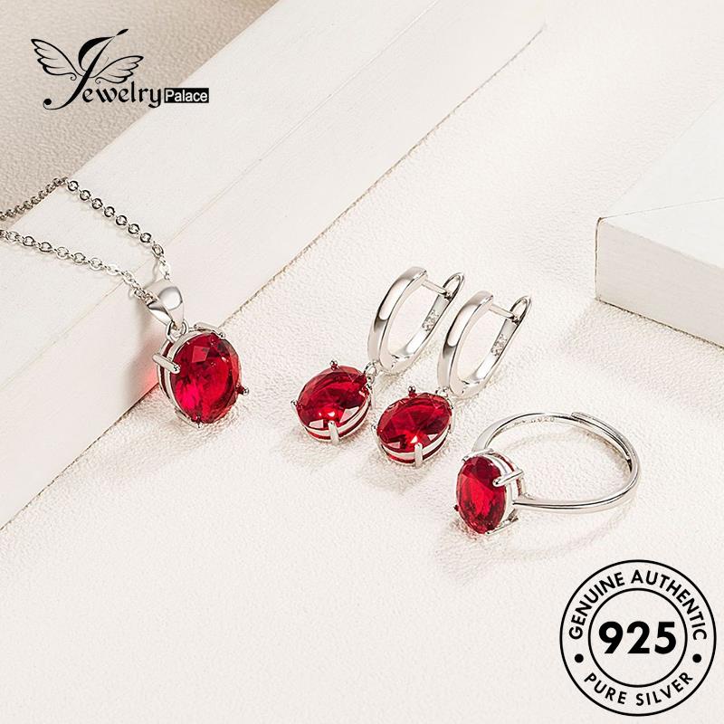 Perhiasantempat Set Perak Fashion925 Wanita Kalung Safir Asli S5