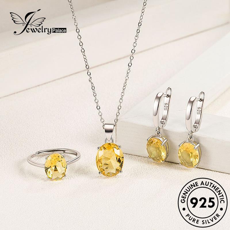 Perhiasantempat Set Perak Fashion925 Wanita Kalung Safir Asli S5