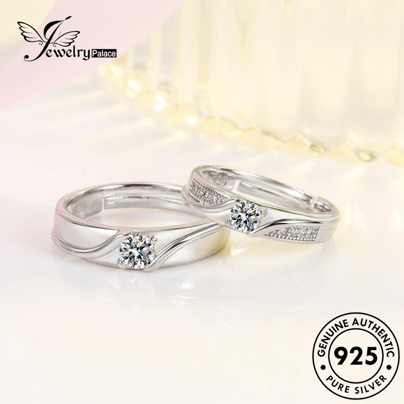 Jewelrypalace Perhiasan Berlian Simple Perak Moissanite 925cincin Couple Asli M064