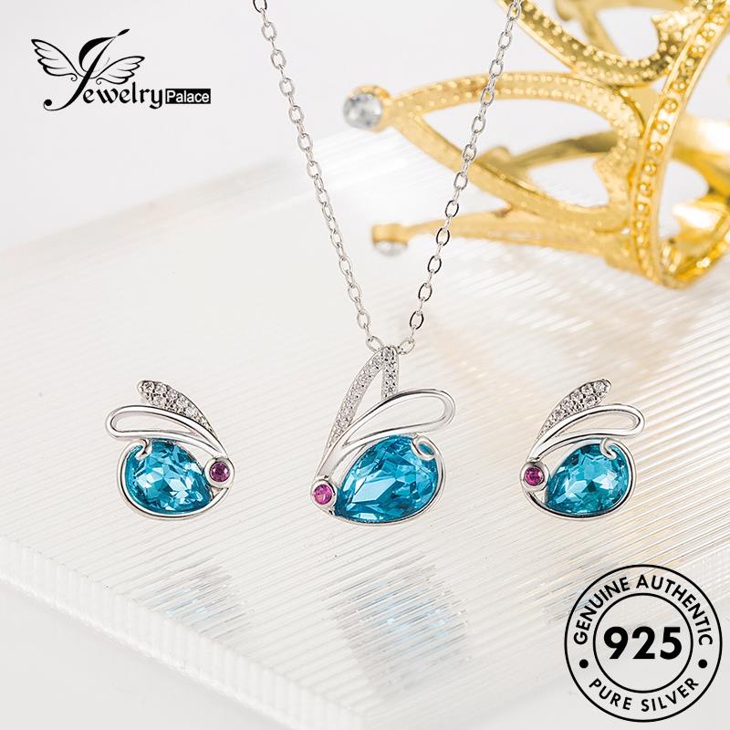 Jewelrypalace925 Kalung Asli Kelinci Lucu Wanita Safir Set Perak S10