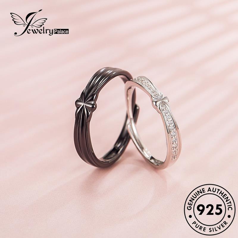 Jewelrypalace 925 Noir Cincin Perak Simple Couple Asli R304