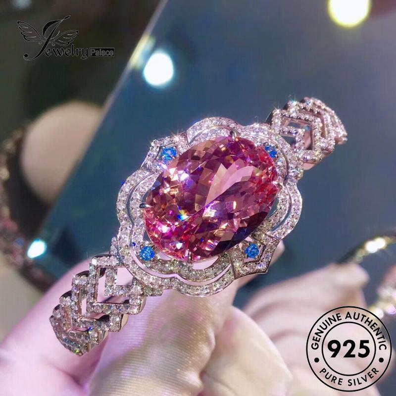 Jewelrypalace Pink Berlian Wanita Perak Kristal925 Persegi Asli Gelang B290