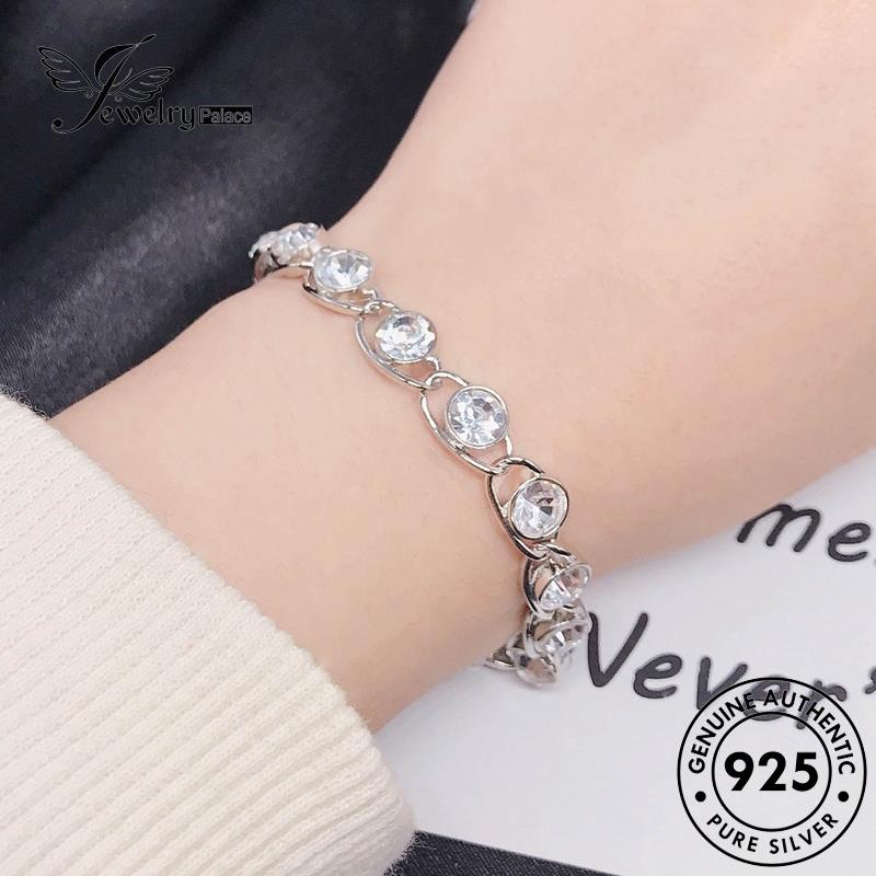 Jewelrypalace Fashion Perak Bulat Asli Berlian925 Moissanite Berlian Wanita Gelang B526