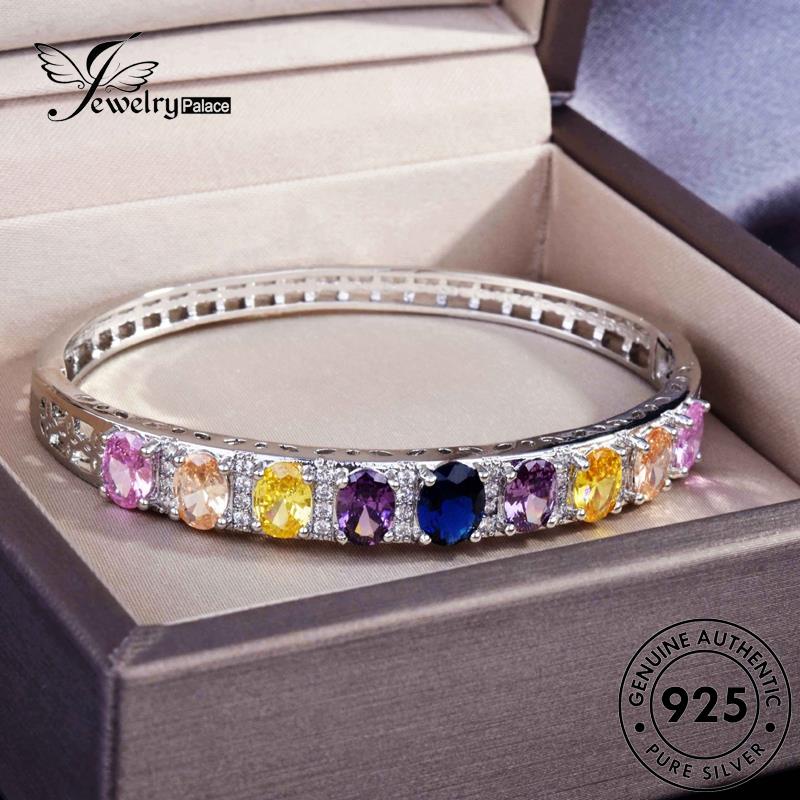 Jewelrypalace Perak Wanita Asli925 Gelang Kristal Ujung Tinggi B549