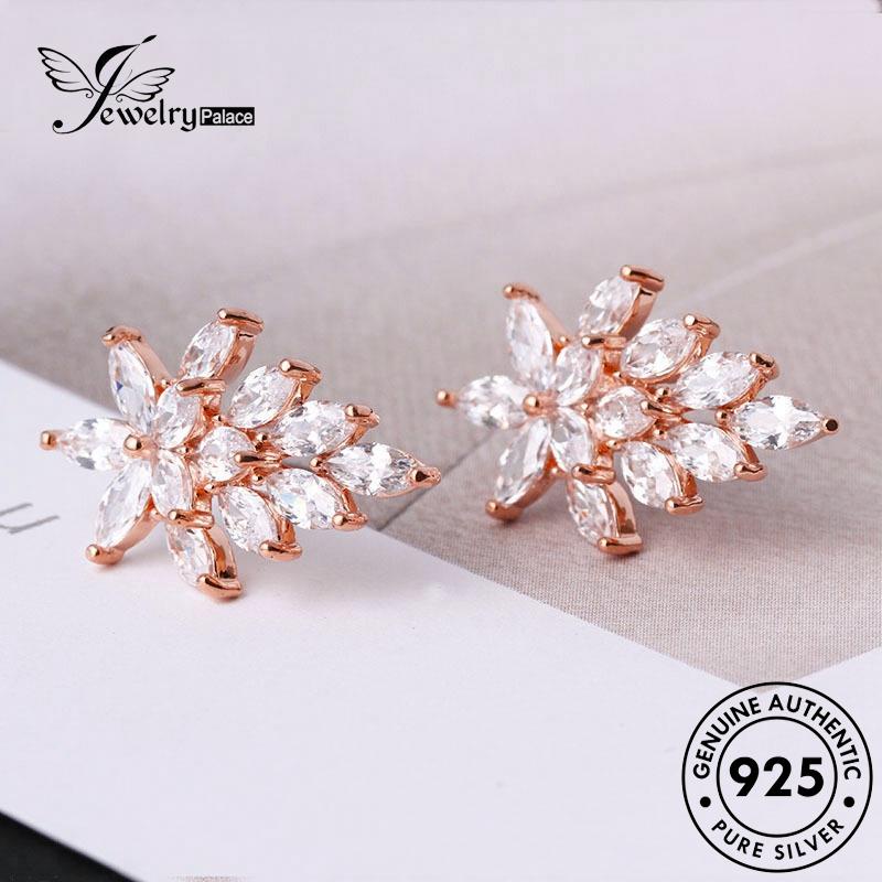 Jewelrypalace Perak Moissanite Wanita Daun Emas Asli Anting Tusuk925 Berlian E157