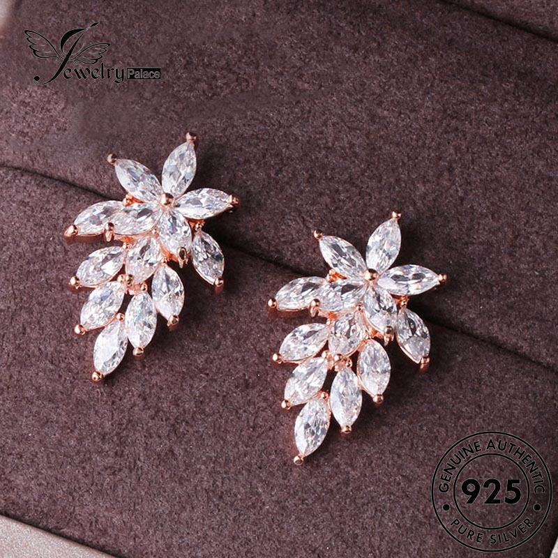 Jewelrypalace Perak Moissanite Wanita Daun Emas Asli Anting Tusuk925 Berlian E157