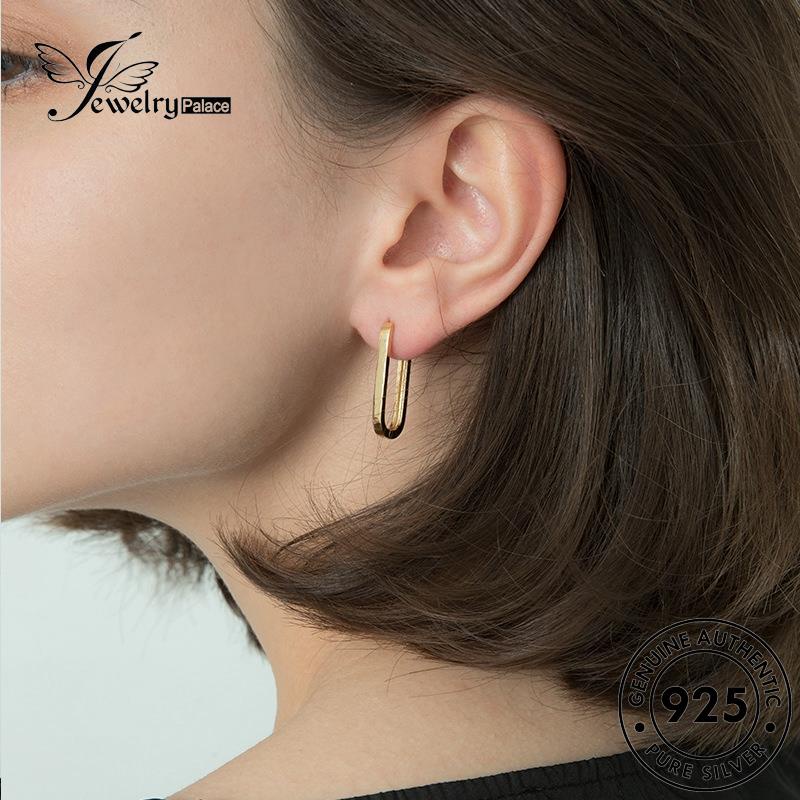 Jewelrypalace Anting Hoop Emas Asli925 Wanita Perak Geometri E198