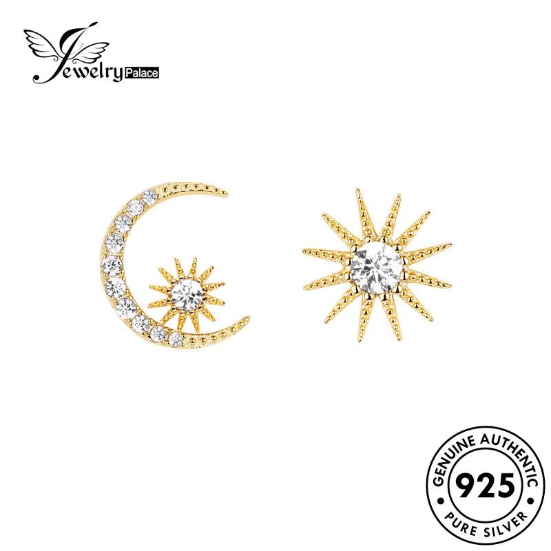 Jewelrypalace Anting Moissanite Berlian 925bintang Tusuk Emas Asli Bulan Perak Wanita E88