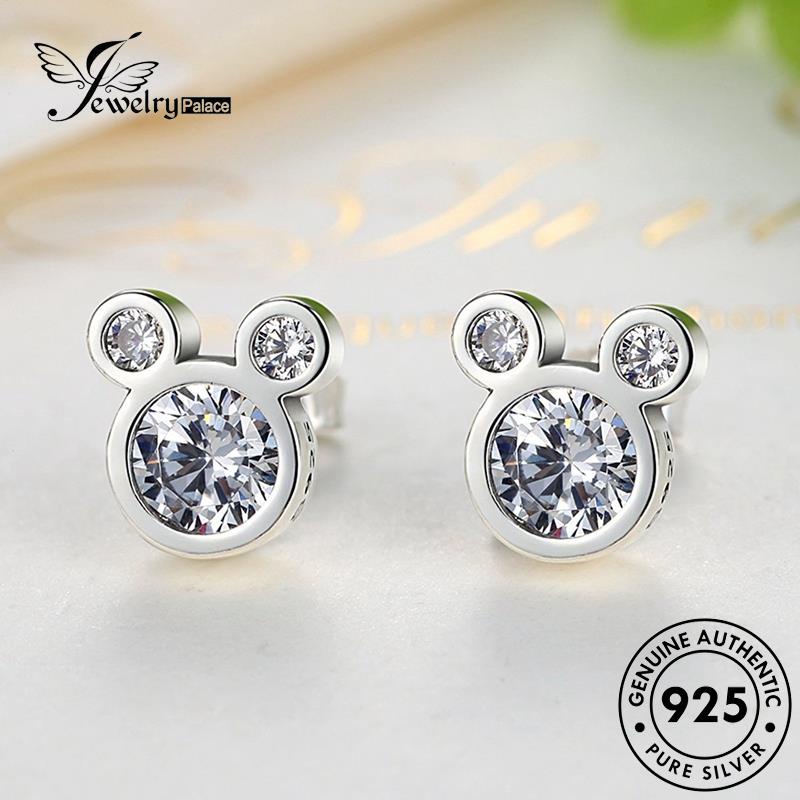 Jewelrypalace Stud Asli Wanita Moissanite Berlian Mickey925 Anting Perak E141