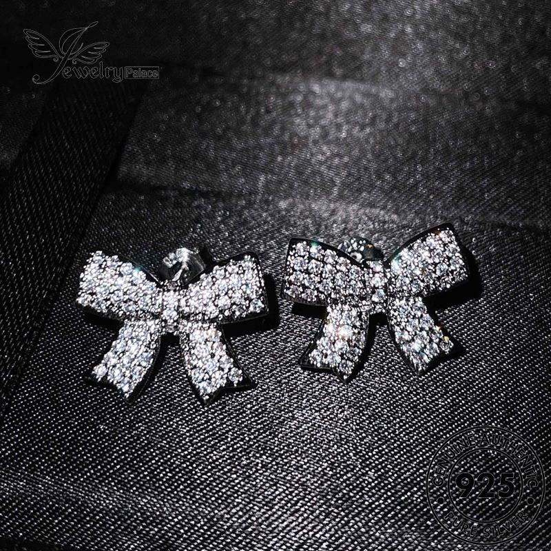 Jewelrypalace Perak Asli Berlian Busur925 Stud Wanita Moissanite Anting Dasi E876