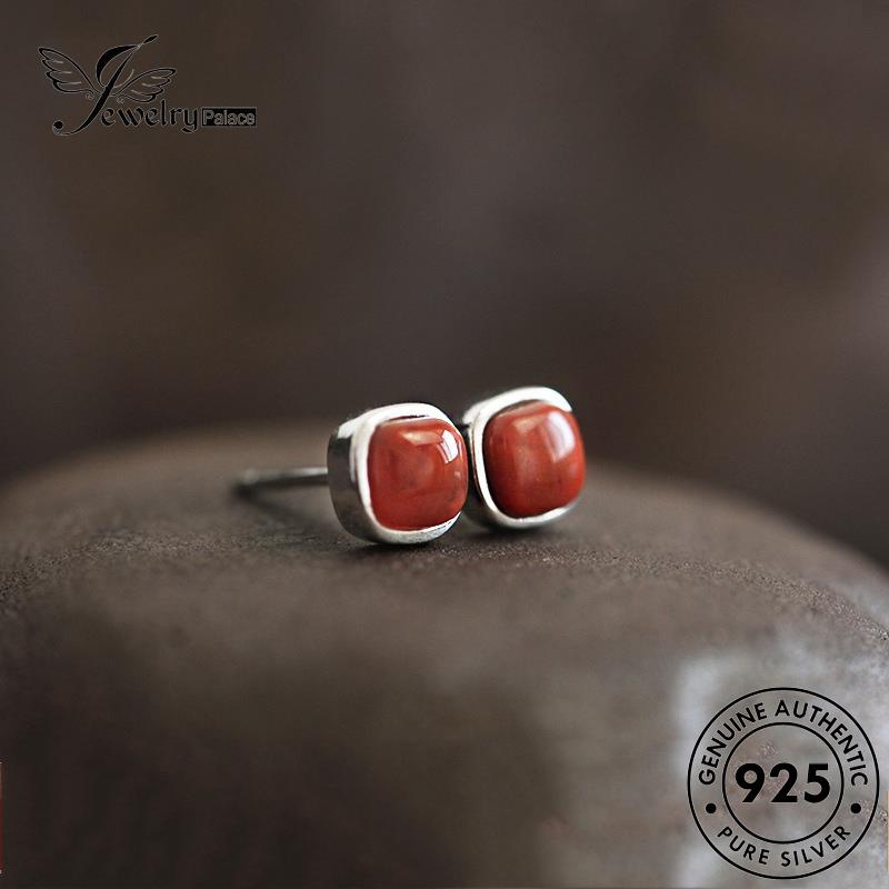 Jewelrypalace Anting Tusuk Wanita Silver Square Agate Asli925 E933