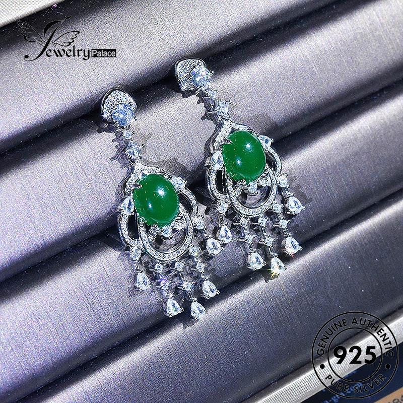 Jewelrypalace Jade Oval925 Anting Perak Asli Wanita Stud E963