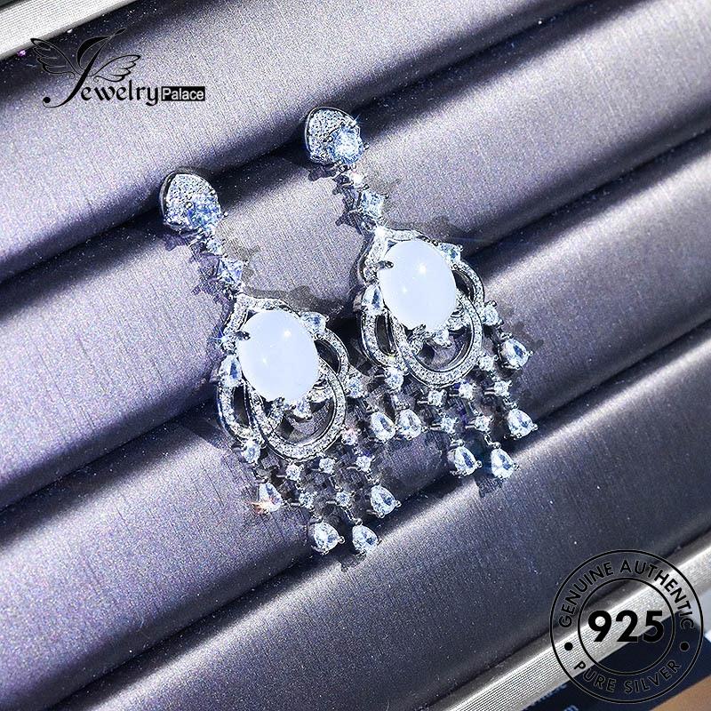 Jewelrypalace Jade Oval925 Anting Perak Asli Wanita Stud E963