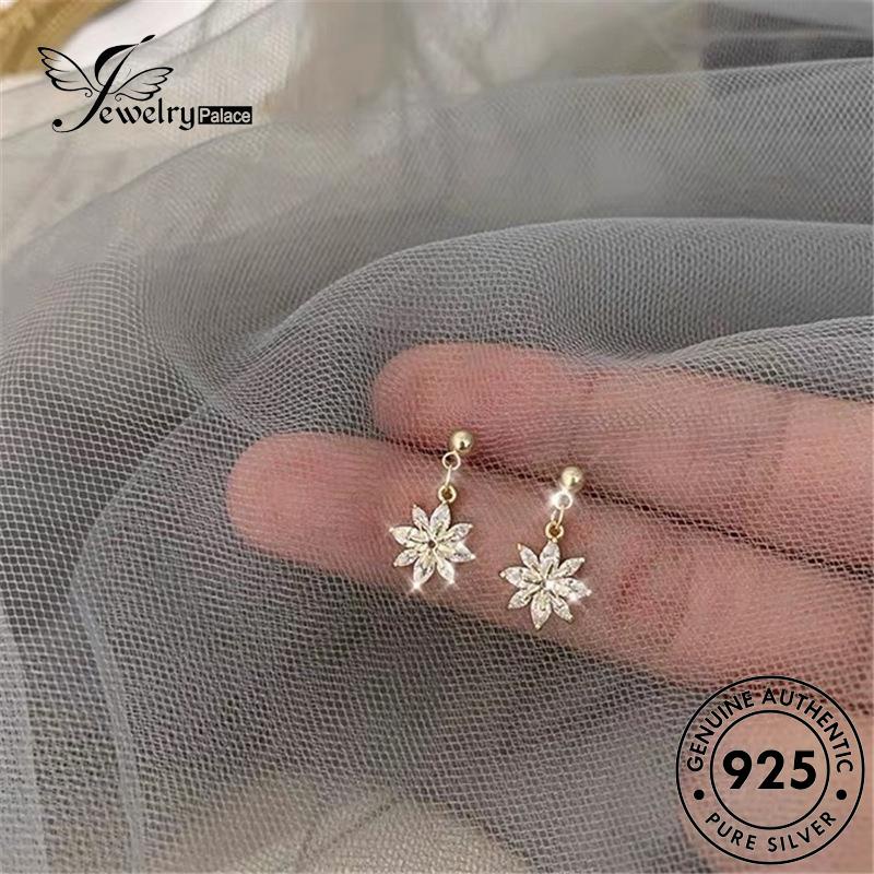 Jewelrypalace Anting Perak Stud Asli Wanita Emas Moissanite 925bunga Berlian The E965