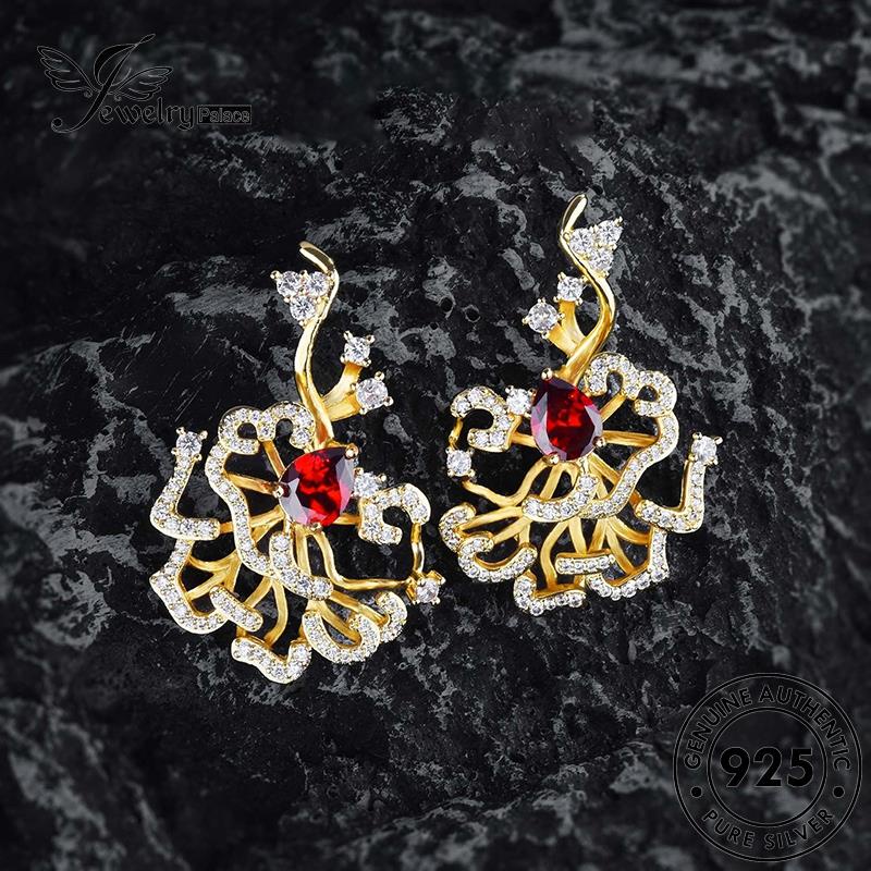 Jewelrypalace Anting Tusuk Drop925 Asli Bentuk Ruby Gold Wanita Perak E980