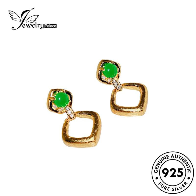 Jewelrypalace Anting Perak Geometri Stud Emerald925 Wanita Asli E997