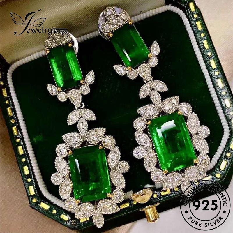 Jewelrypalace Anting Kotak Kolom Wanita Emerald Perak925 Asli Stud E955