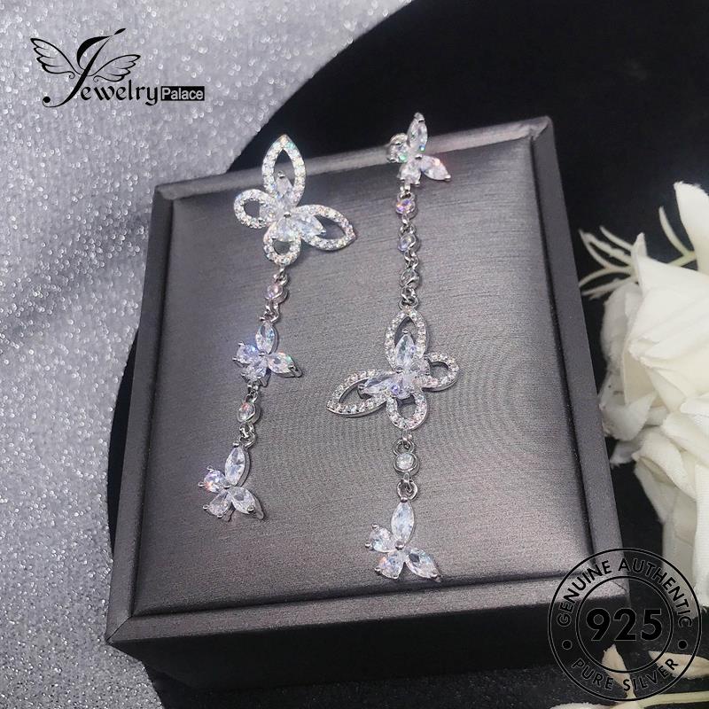 Jewelrypalace Berlian925 Moissanite Asli Stud Wanita Anting Kupu Perak E1013