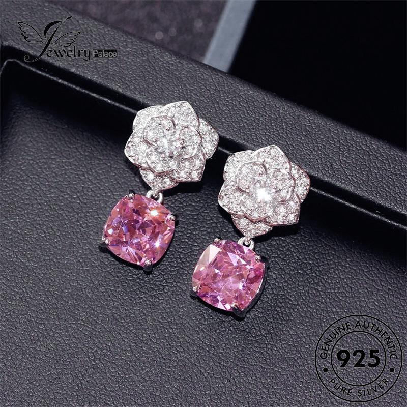 Jewelrypalace Anting Berlian Perak925Asli Camelia Stud Wanita Moissanite E1017