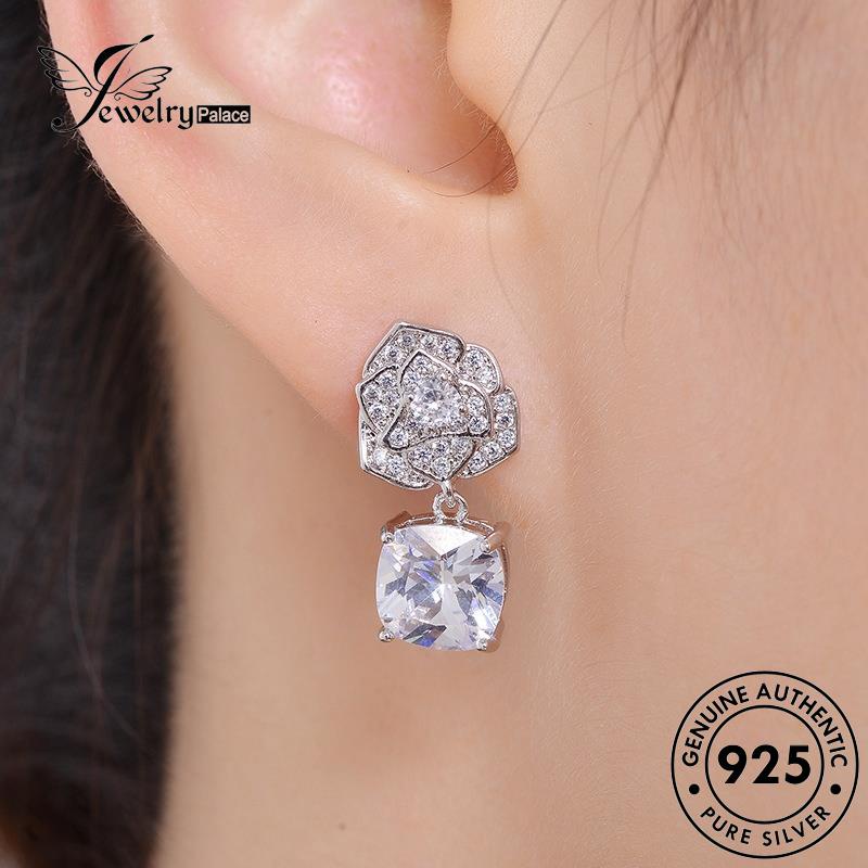 Jewelrypalace Anting Berlian Perak925Asli Camelia Stud Wanita Moissanite E1017