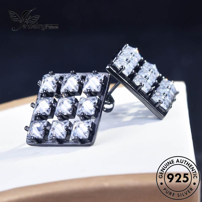 Jewelrypalace Anting Tusuk Emas Berlian Asli925 Perak Kotak Wanita Moissanite E1094