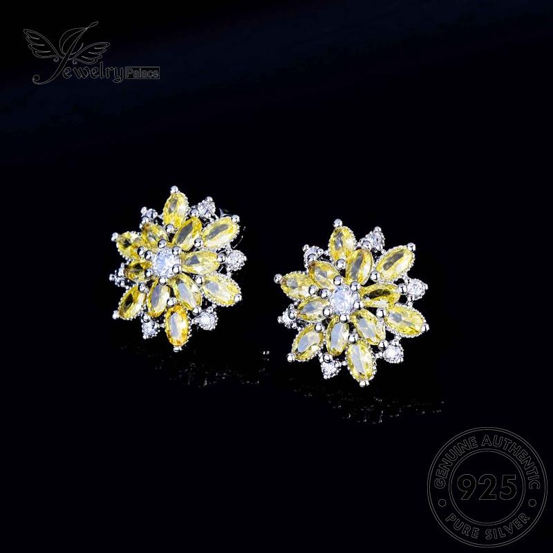 Jewelrypalace Citrine Stud925 Wanita Asli Silver Anting Daisy Bunga E1109