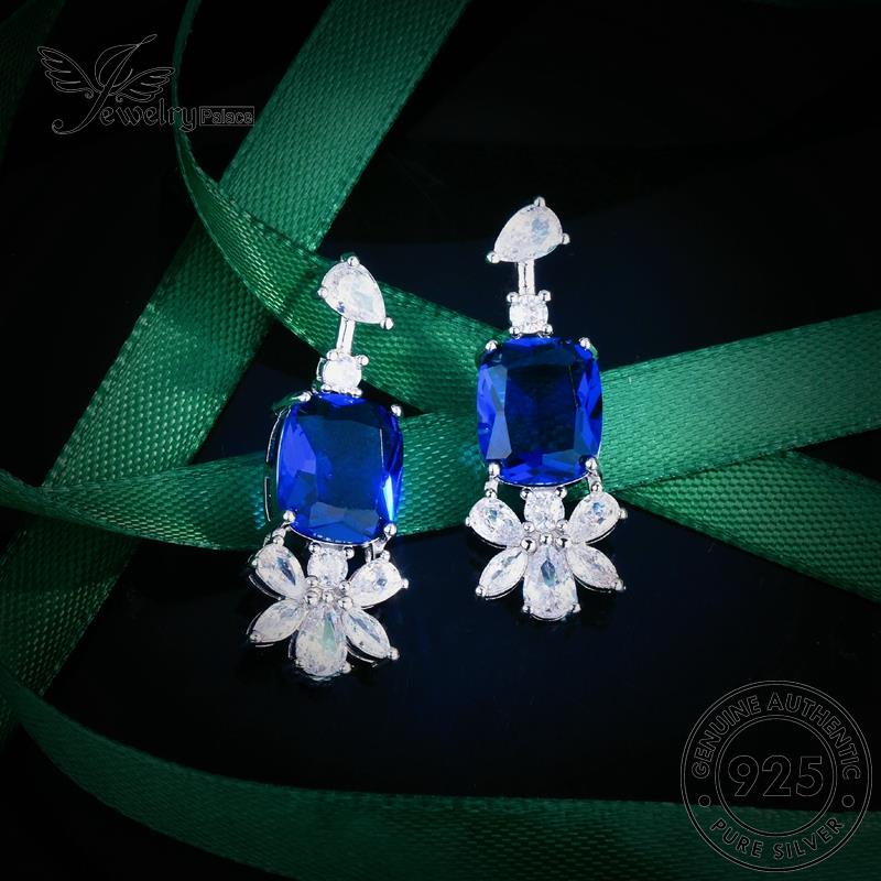 Jewelrypalace Anting Tusuk Sapphire Wanita Perak Asli Oval925 E1165