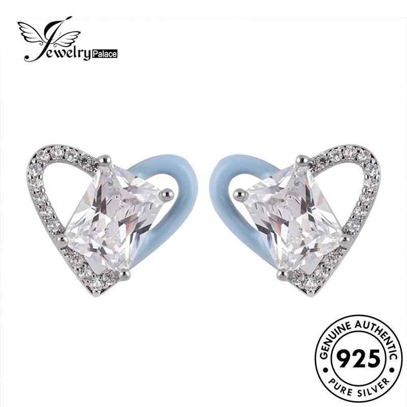 Jewelrypalace Anting Asli Love Moissanite Berlian Tusuk925 Wanita Perak E1199