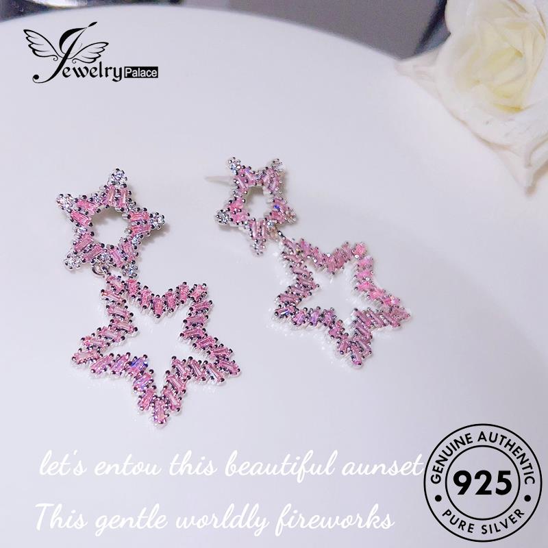 Jewelrypalace Berlian Bintang Pink Perak925 Asli Kristal Wanita Anting Tusuk E1158