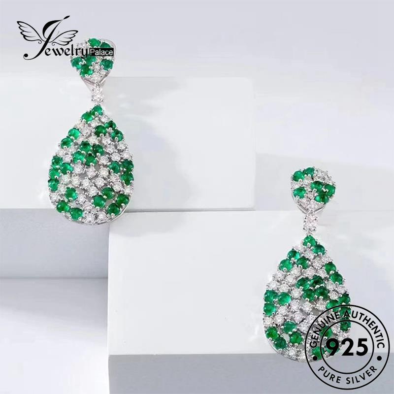 Jewelrypalace Shape Anting Perak Asli Emerald925 Stud Wanita Pear E1218