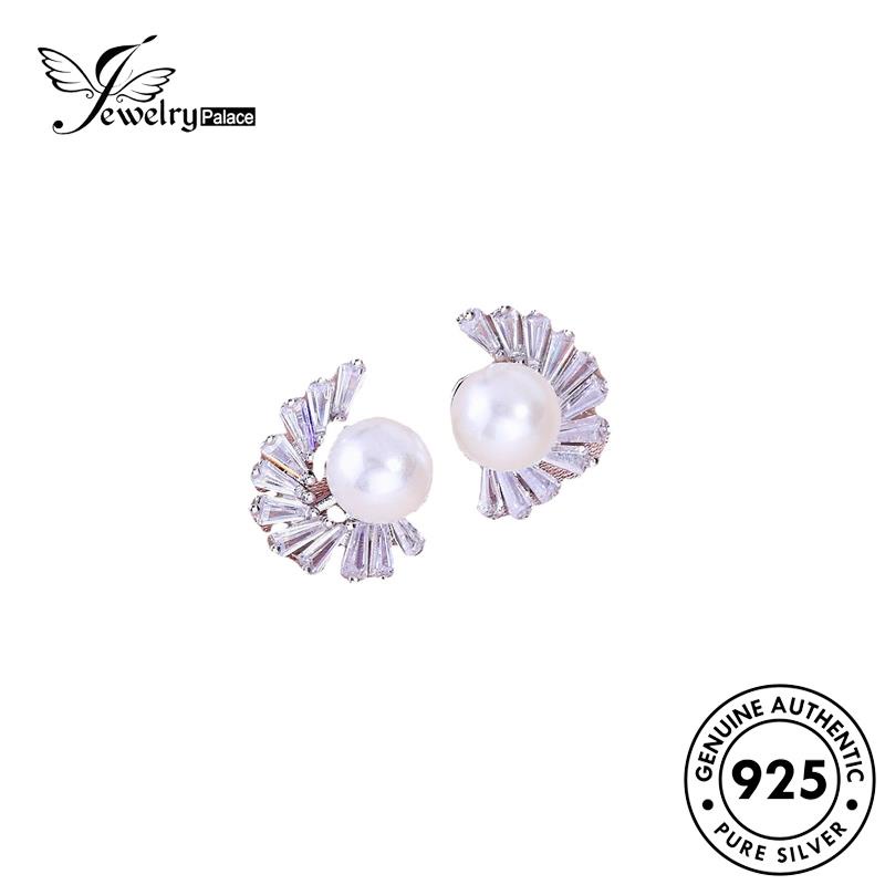 Tempat Perhiasan Wanita Asli925 Stud Kipas Silver Anting Mutiara E1219