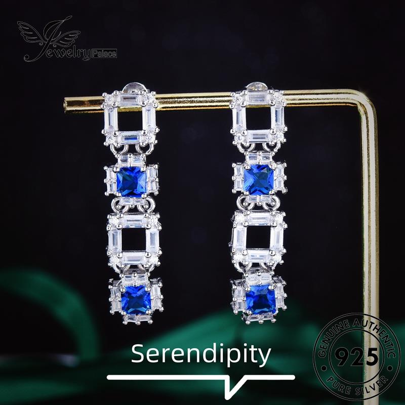 Jewelrypalace Stud Sapphire Kotak925 Wanita Asli Anting Perak E1225