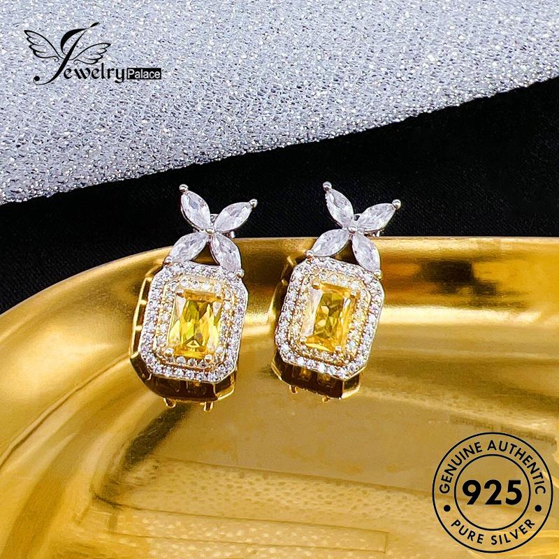 Jewelrypalace Original Tusuk Busur Perak Citrine Dasi925 Anting Wanita E1272