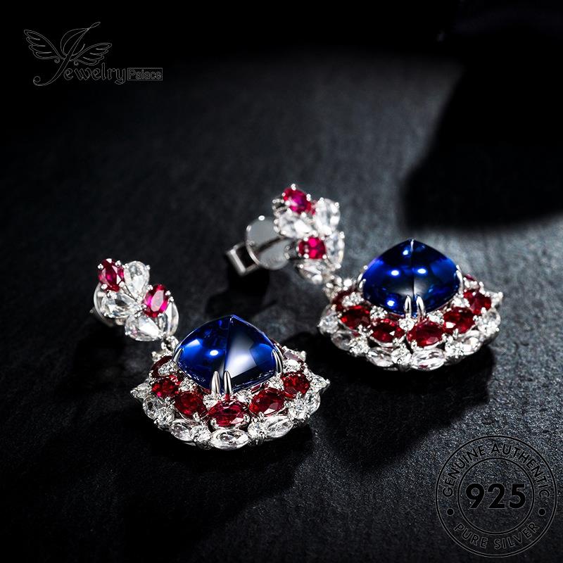 Jewelrypalace Stud925 Anting Perak Asli Wanita Safir Bulat E1294