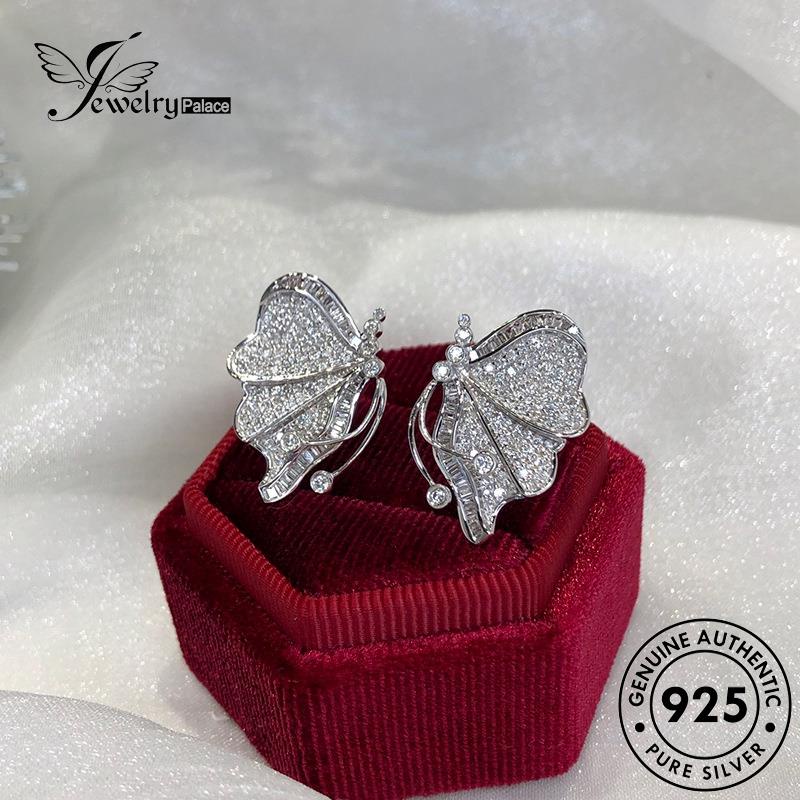 Jewelrypalace Perak Stud Moissanite Wanita925 Anting Berlian Asli Butterfly E1251