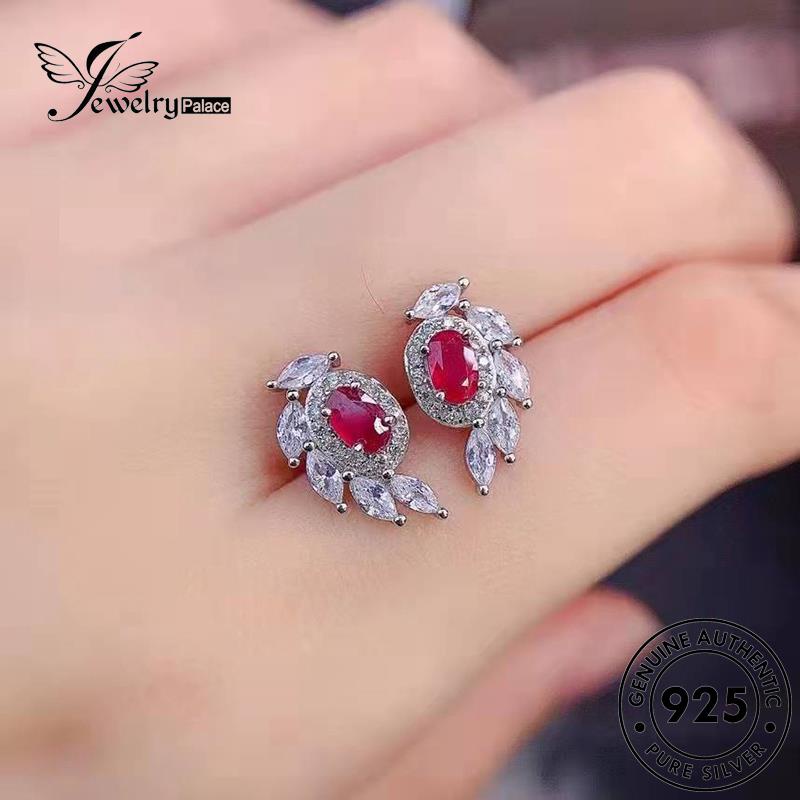 Jewelrypalace Anting Perak925 Sayap Malaikat Wanita Asli Ruby Stud E1258